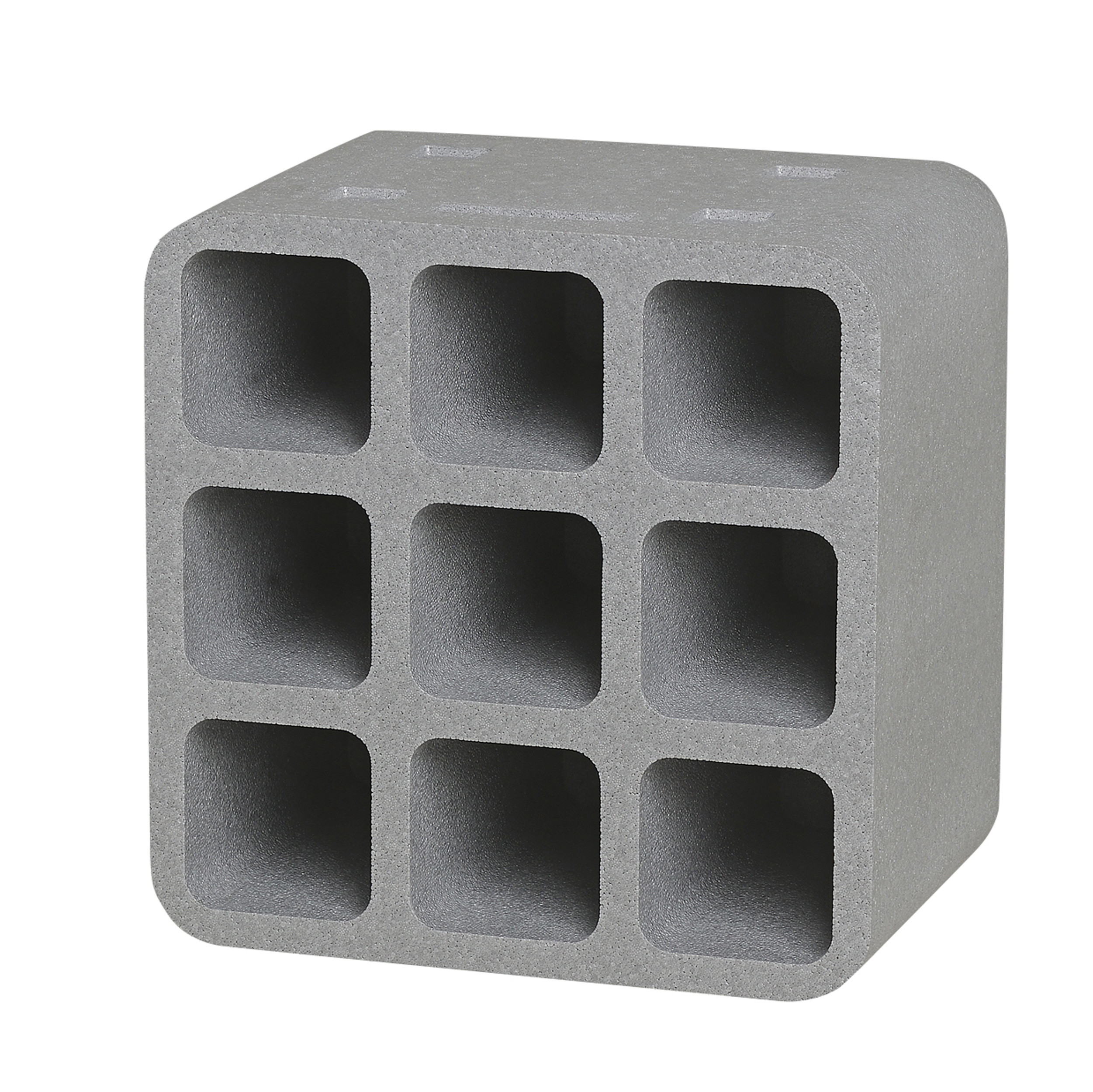 CLIMAPOR Casier à bouteilles Cube - polystyrène - gris  38 x 38 x 26 cm - 9 bouteilles - max. Ø 9 cm - 4 pces